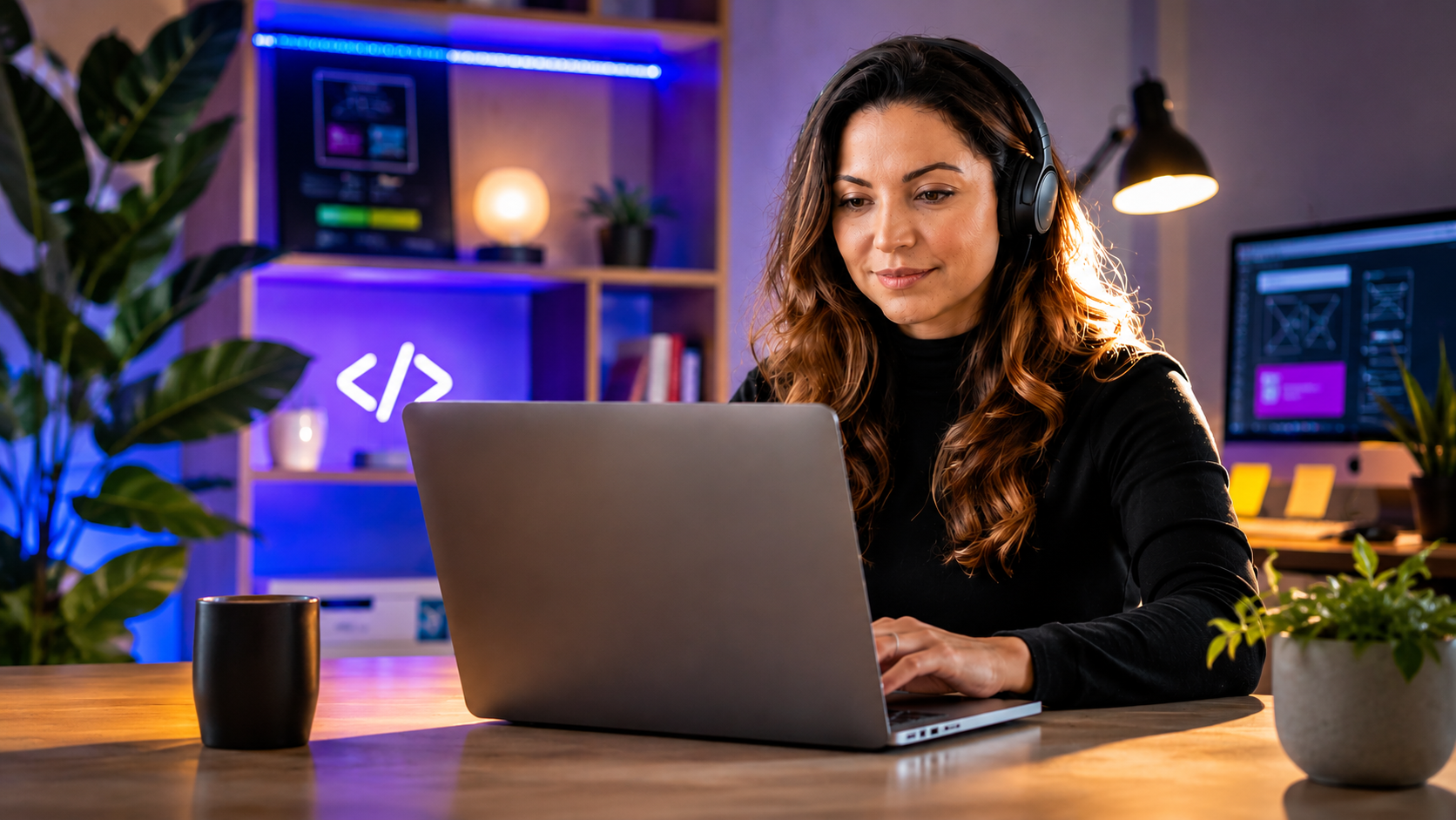 Allison, diseñadora de 24web, trabajando en una página web